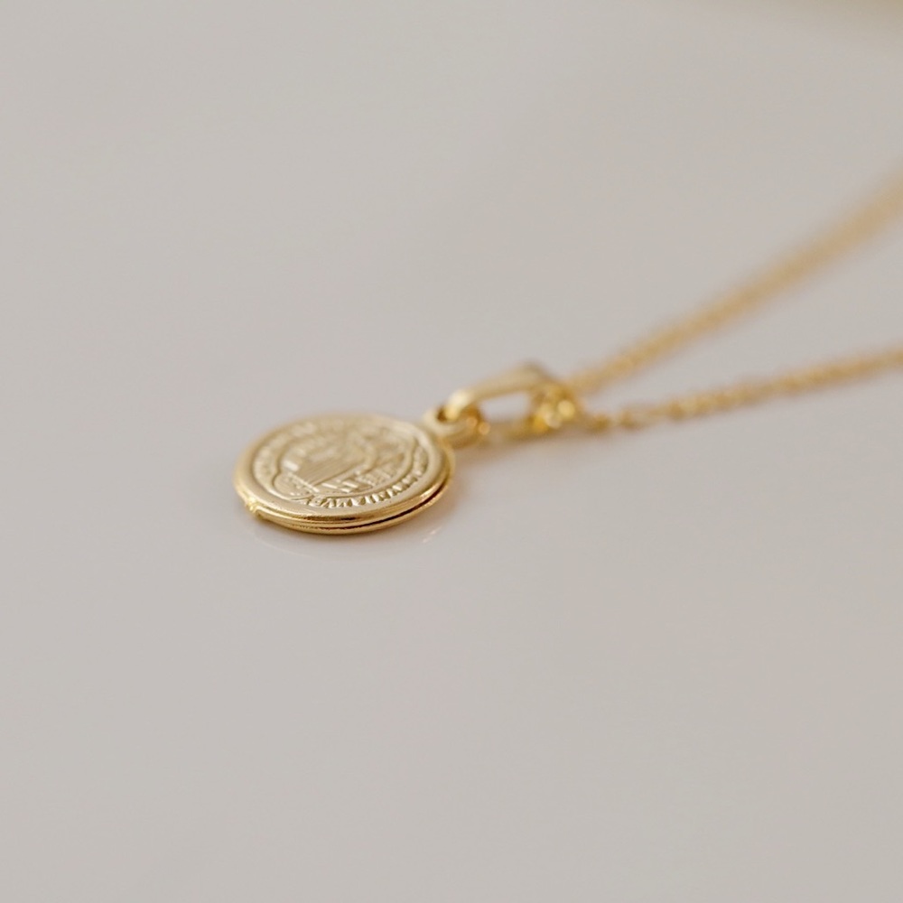 Petite Saint Benedict Necklace | 18k Gold Filled - Picture 4 of 7